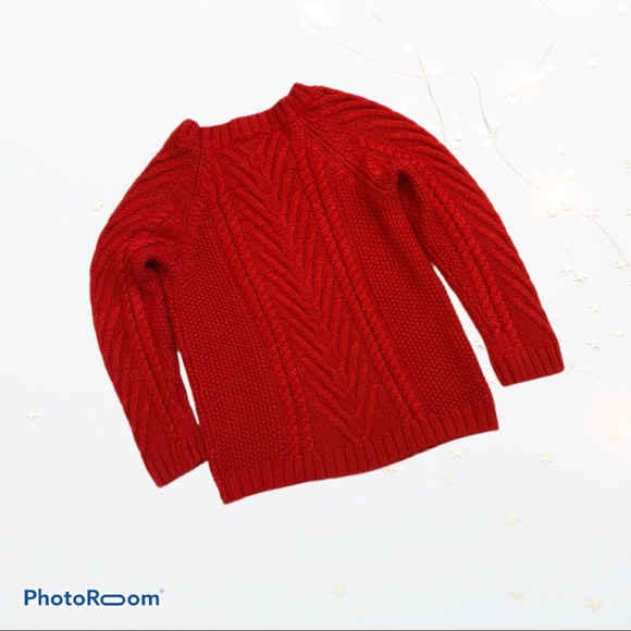 Joe Fresh red cable knit chunky sweater M - Picture 2 of 3